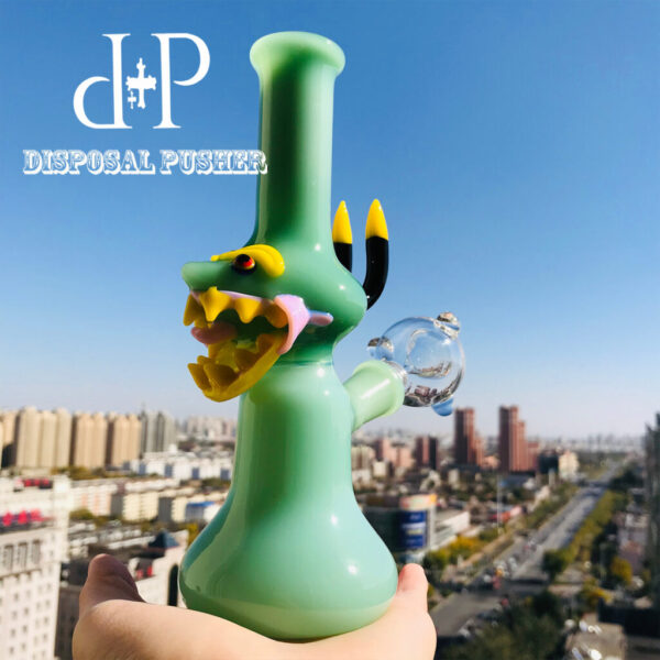017MBY 7.5″ Unique Cute Angry Dragon Heady Art Water Pipe Dab Rig - Image 2