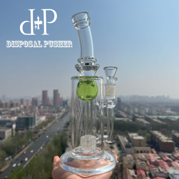 011 11″ Apple Green Floating Sphere Unique Heady Art Incycler Water Pipe Dab Rig - Image 3